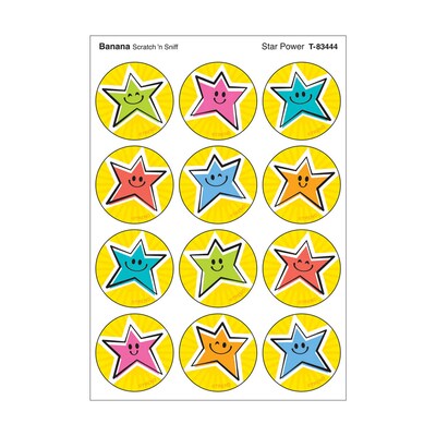 Trend Enterprises Star Power Banana scent Scratch n Sniff Stinky Stickers, Multicolored, 48/Pack, 6/Packs/Bundle (T-83444-6)