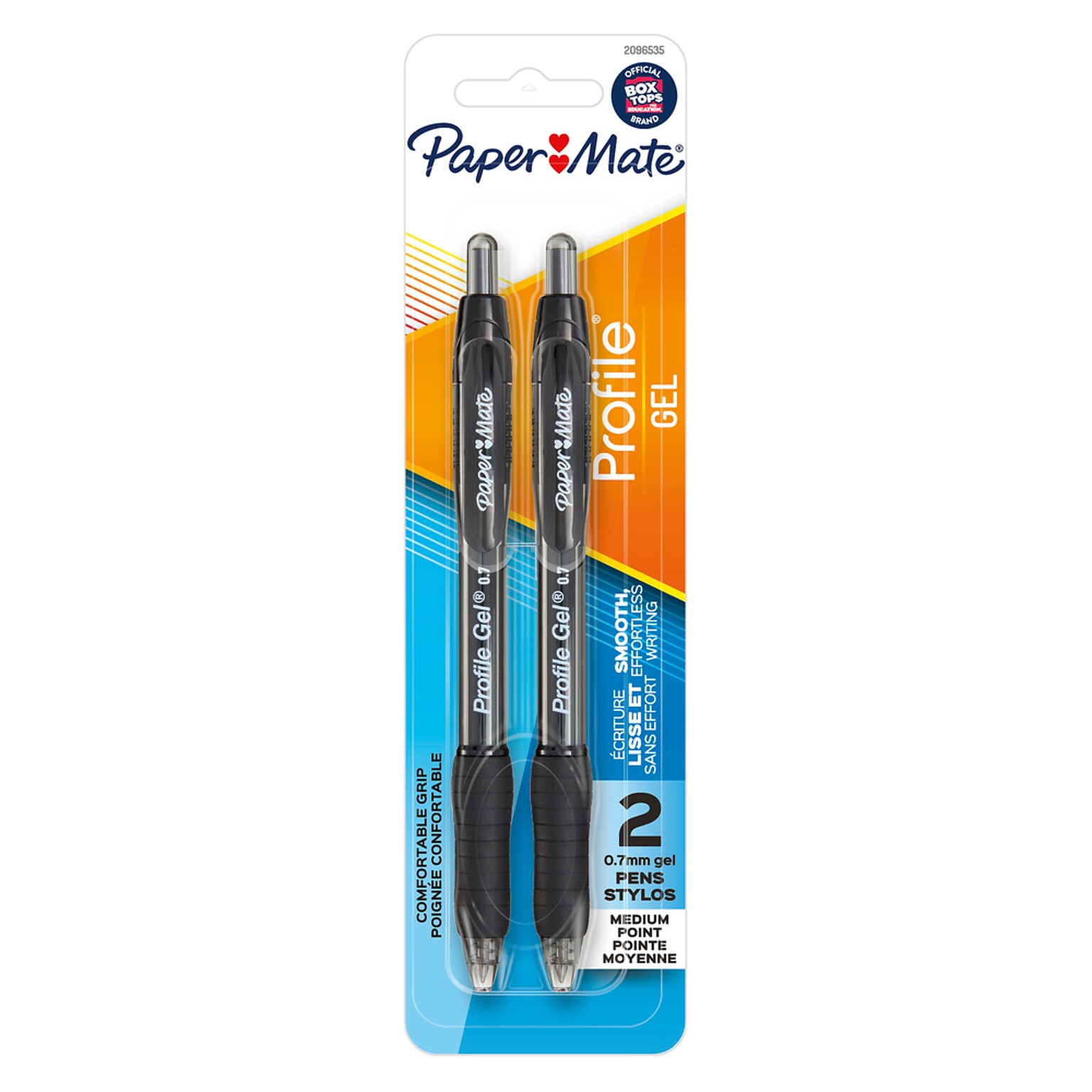 Paper Mate Profile Retractable Gel Pen, Medium Point, 0.7mm, Black, 2/Pack (2096535)