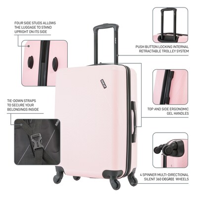 DUKAP Discovery 3-Piece Hardside Spinner Luggage Set, TSA Checkpoint Friendly, Pink (DKDISSML-PNK)