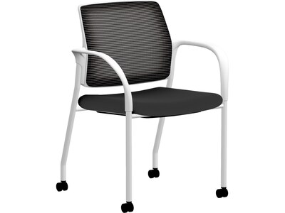 HON Ignition Fabric/Mesh Multipurpose Stacking Chair, Black/Designer White (HIGS6.F.H.IM.CU10.PK7)