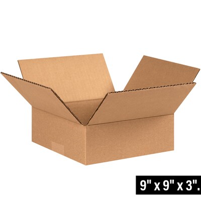 9 x 9 x 3 Shipping Boxes, 32 ECT, 25/Bundle (993)