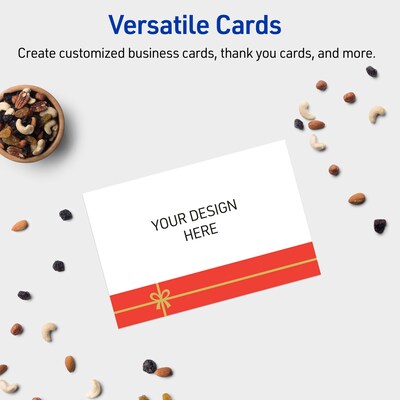 Avery Gold-Red Gift Matte Blank Card, White, 20/Pack (S00-FG9)