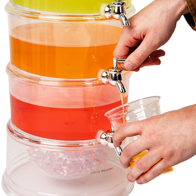 Mind Reader Foundation Collation 3-Tier Beverage Dispenser with Ice Bottom, Acrylic, Clear (3TBEVD-CLR)