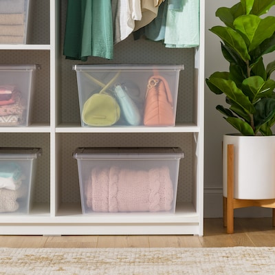 Iris 24.5 Quart Snap Top Plastic Snap Closure Storage Bin, Clear, 6/Pack (585104)