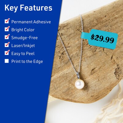 Avery Laser/Inkjet Multipurpose Decorative Edge Labels, 0.5 x 2.5, Bright Blue, 450/Pack (94749)