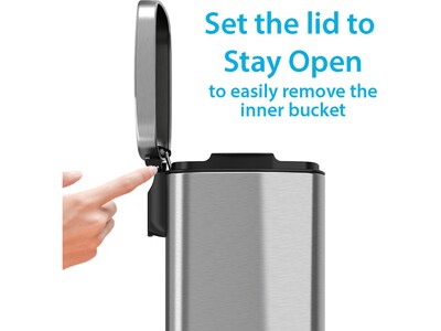 HLS Commercial Stainless Steel Step Trash Can with Hinged Lid, 1.32-Gallon, Silver (HLSS01R)