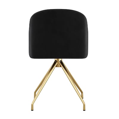 Martha Stewart Sora Velvet Swivel Task Chair, Black/Polished Brass (CH222119BKGLD)