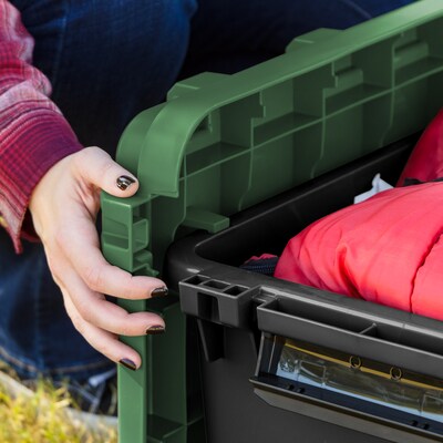 Iris Heavy Duty 60 Qt. Storage Bin with Latching Lid, Plastic, Black, 2/Pack (500334)