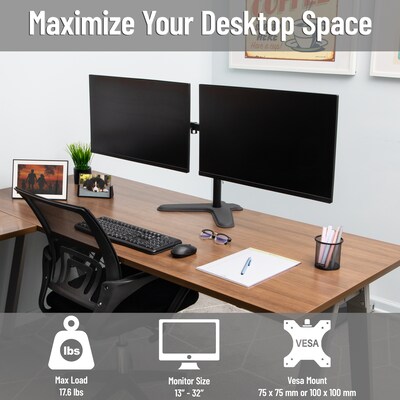 Mind Reader Freestanding Dual Monitor Desk Mount, Black (DARB-BLK)
