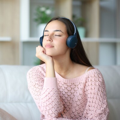 JVC Foldable On-Ear Headphones with Microphone, Blue (HA-S33UC)