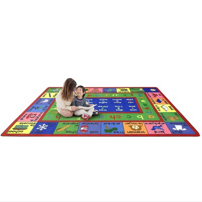 Joy Carpets LenguaLink Spanish Nylon 5'4" x 7'8" Machine Tufted Rug, Multicolored (1412C)