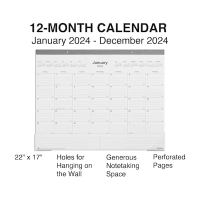 2025 Staples 22 x 17 Desk Pad Calendar, Gray (ST59701-25)