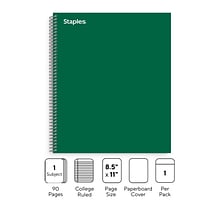 Staples® 1-Subject Subject Notebooks, 8.5 x 11, College Ruled, 100 Sheets, Green (TR58358M-CC)