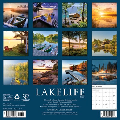 2026 Willow Creek Lake Life 12 x 12 Monthly Wall Calendar (51757)