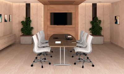 Correll Curvature Collection 96"W x 42"D Conference Table, New England Driftwood (CC4296R-52-14-52)