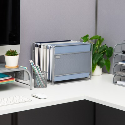 Mind Reader Hanging File Folder Organizer Metal, Silver (BOXFILE-SIL)