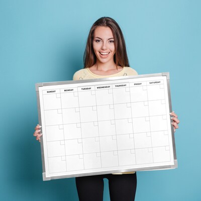 Flipside Magnetic Melamine Dry-Erase Calendar Whiteboard, Aluminum, 3 x 2 (17303)