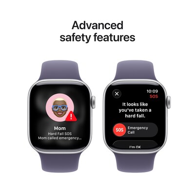 Apple Watch Series 11 GPS Smartwatch, 42mm, Silver Aluminum Case with Purple Fog Sport Band, Small/Medium (MEU64LW/A)