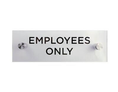 Cosco Employees Only Indoor Wall Sign, 3 x 9, Acrylic Clear (098530)
