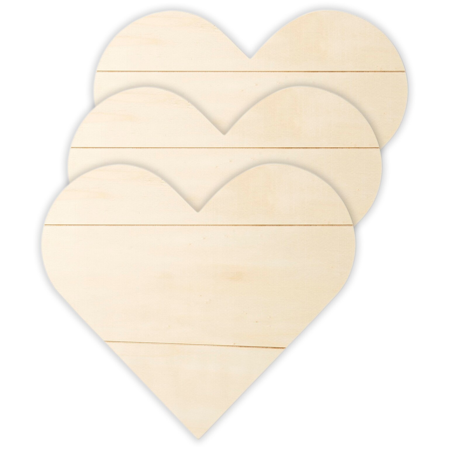 Plaid Heart Unprimed Tan Plywood Art Boards, 11.81 x 10.59, 3/Pack (PDE44938-3)