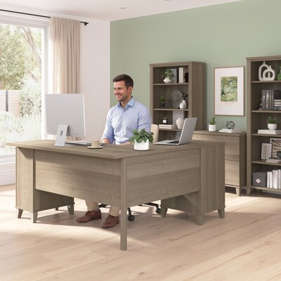 Bush Home Somerset 60"W L Shaped Office Desk with Storage, Ash Gray (WC81630K)