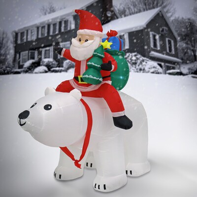 National Tree Company First Traditions 6 Inflatable Santa Riding Polar Bear (FRT100-AX112303)