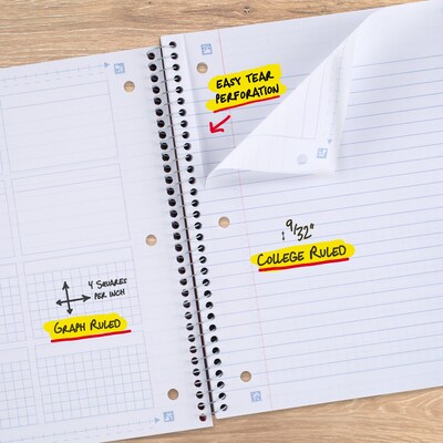Five Star Math Notebook with Study App 1-Subject Notebooks, Wide Ruled, Blue (620025A-ECM)