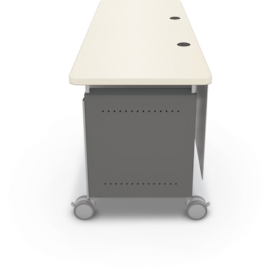 MooreCo Compass 72"W Dual Cabinet Teacher Desk with Shelves, Neutral Weft (703673923361)