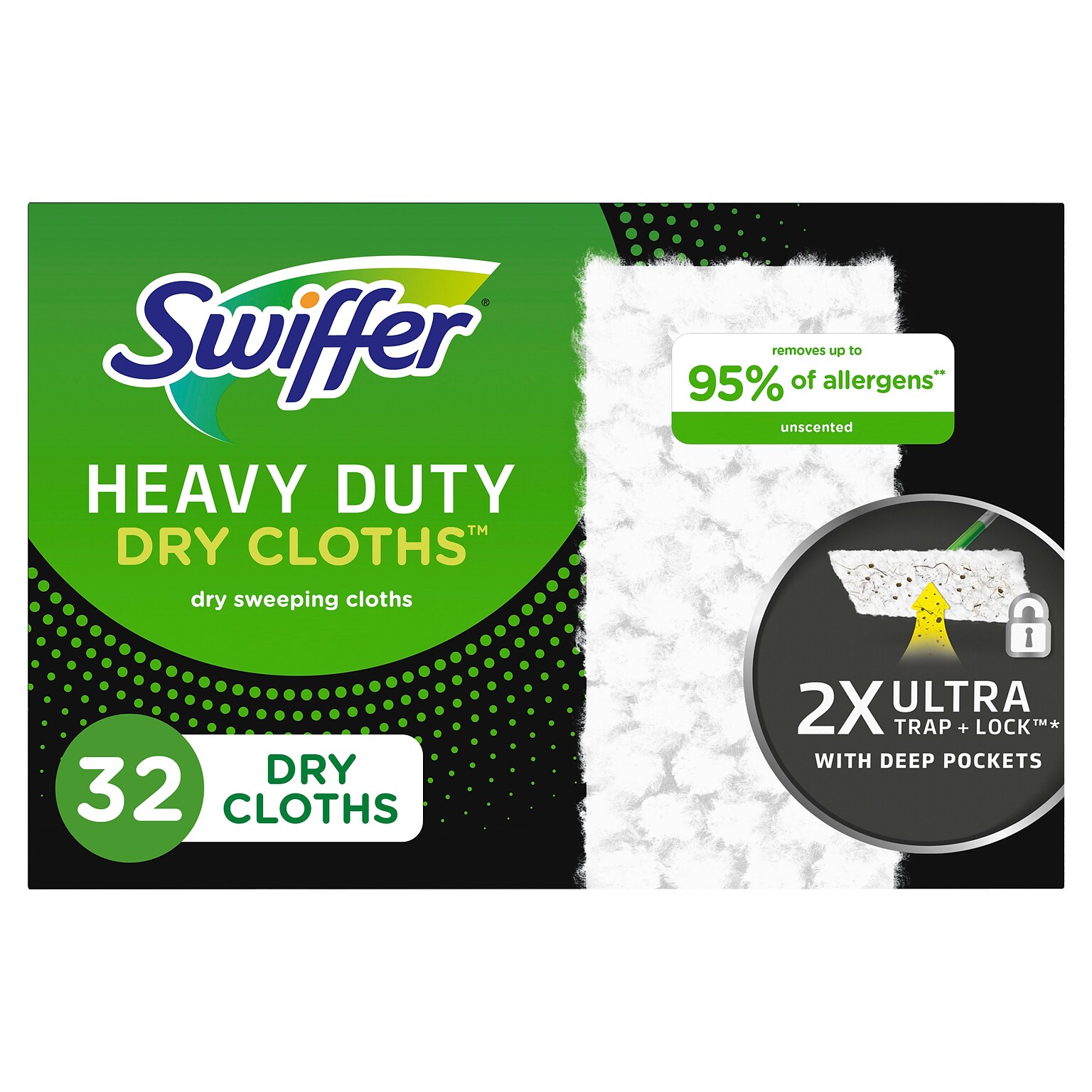 Swiffer Heavy Duty Dry Sweeping Cloths, White, 32/Pack (77198)