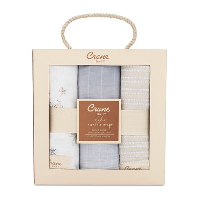 Crane Baby Cove Swaddle Set, 3-Piece, Sea Life (BC-160SWS-2)