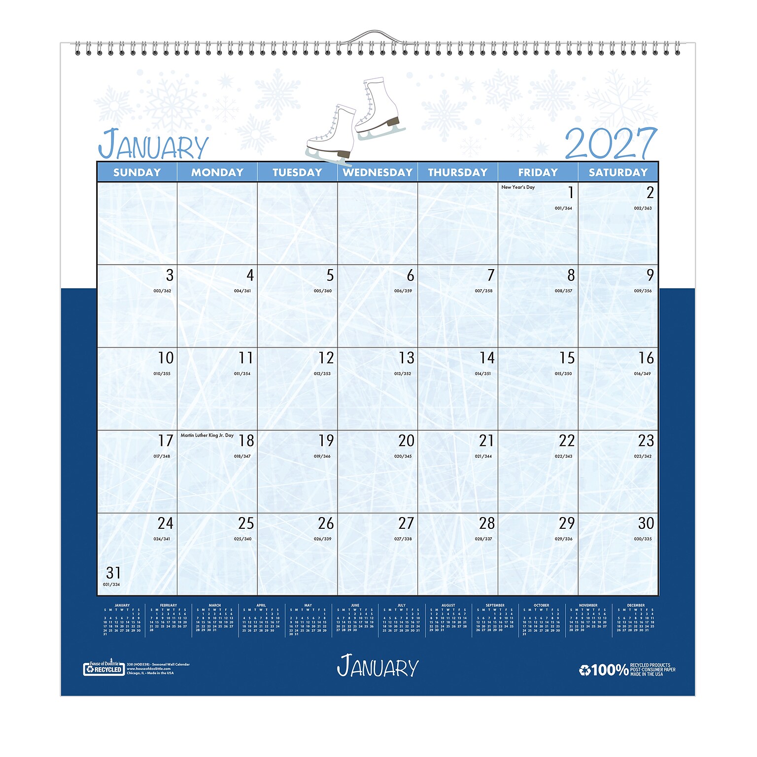 2027 House of Doolittle Seasonal Holiday 12 x 12 Monthly Wall Calendar (338-27)
