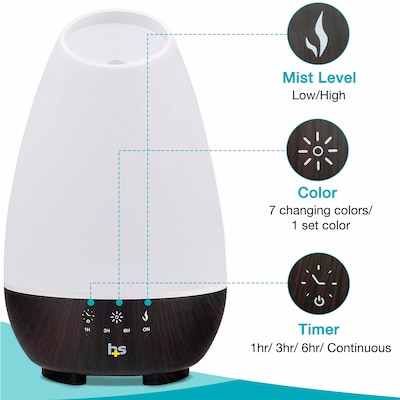 HealthSmart Evaporative Cool Mist Tabletop Humidifier, 500mL, White (40-500-190)