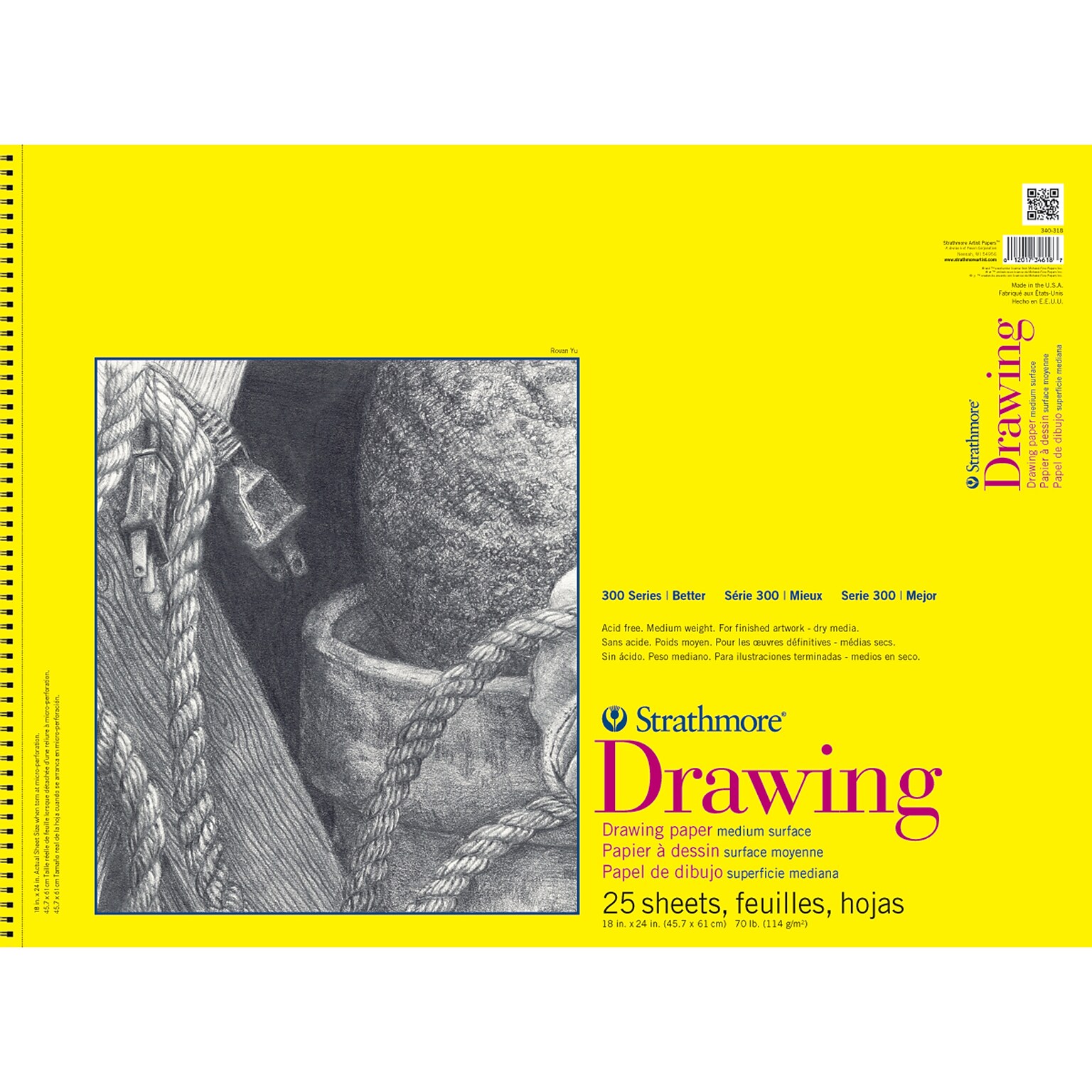 Strathmore 300 Series 24 x 18 Wire Bound Drawing Sketch Pad, 25 Sheets/Pad (STTP3403181)