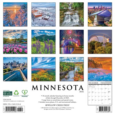 2026 Willow Creek Minnesota 12 x 12 Monthly Wall Calendar (51948)