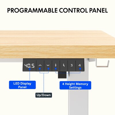 FlexiSpot E2 48''W Electric Rectangular Adjustable Standing Desk, Maple/White (E2W4824M)