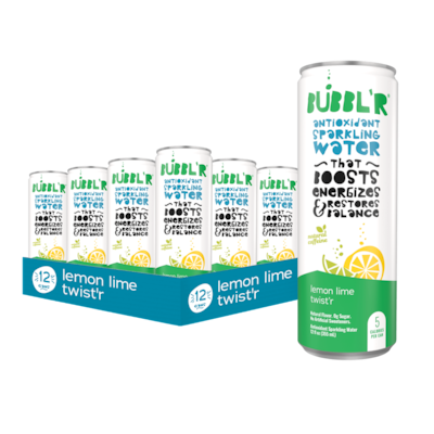 Bubblr Antioxidant Lemon Lime Twistr Flavored Sparkling Water, 12 oz., 12 Cans/Carton (02843560014