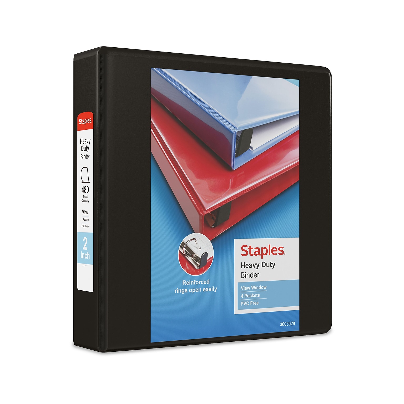 Staples® Heavy Duty 2 3 Ring View Binder with D-Rings, Black, 6/Pack (56233CT/24684CT)