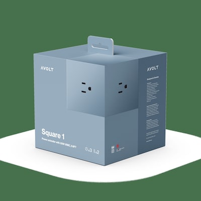 AVOLT Square 1 5.9 3-Outlet Power Extender with USB-C, Shark Blue (SQ1-NABC30-18SHB)