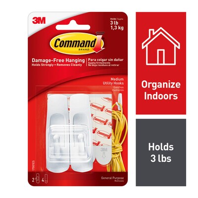 Command Medium Utility Hooks, White, 2 Hooks (17001ES)