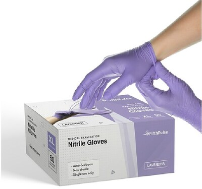 FifthPulse Powder Free Nitrile Gloves, Latex Free, X-Large, Lilac, 50/Box (FMN100177)