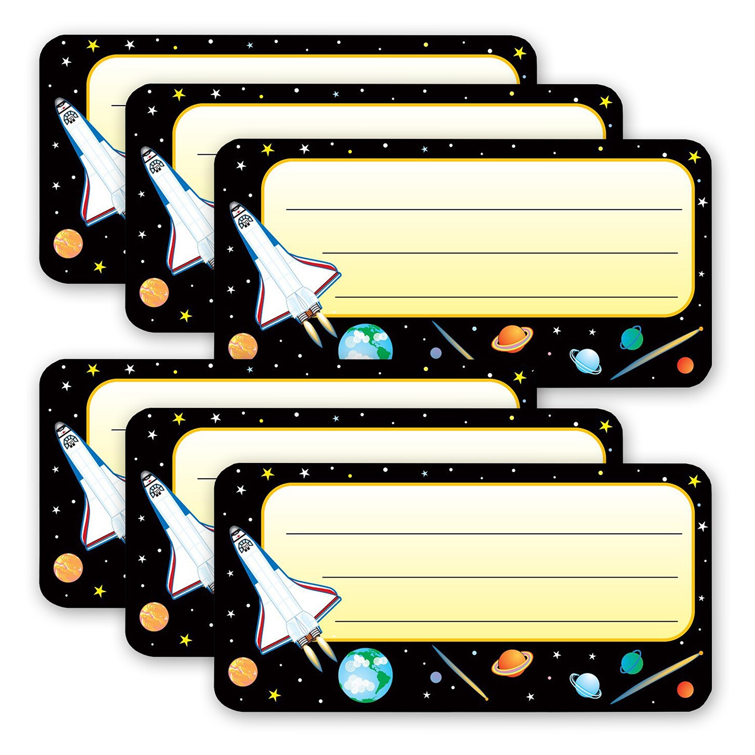 Creative Shapes Etc. Space Nametags, 36/Pack, 6 Packs (SE-812-6)