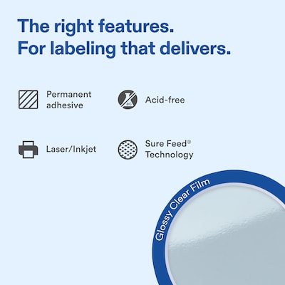 Avery Rectangle Laser/Inkjet Multipurpose Labels, Clear, 40 Labels/Sheet, 50 Sheets/Pack (19479311197)