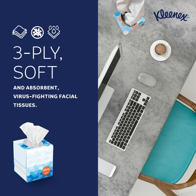 Kleenex Professional Anti-viral Facial Tissue, 3-Ply, White, 55 Sheets/Box, 3 Boxes/Pack, 4 Packs/Case (21286CT)