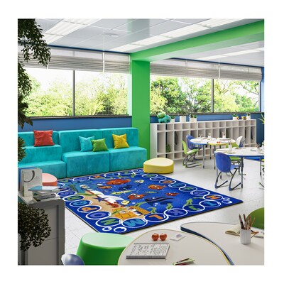 Joy Carpets Underwater Readers Nylon 7'8" x 10'9" Machine Tufted Rug, Multicolored (2099D-01)