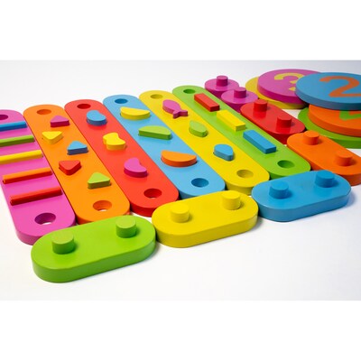 Bintiva Wood Obstacle Course Balance Path with Numbers, 17 Pieces (BNVNMBROBSTC)