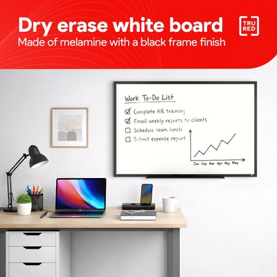 TRU RED™ Melamine Dry Erase Board, Black Frame, 3' x 2' (TR59366)