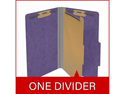 Medical Arts Press Pressboard Classification Folder, 1 Divider, 2" Expansion, Legal Size, Purple, 10/Box (DV-T52-14-3PRP)
