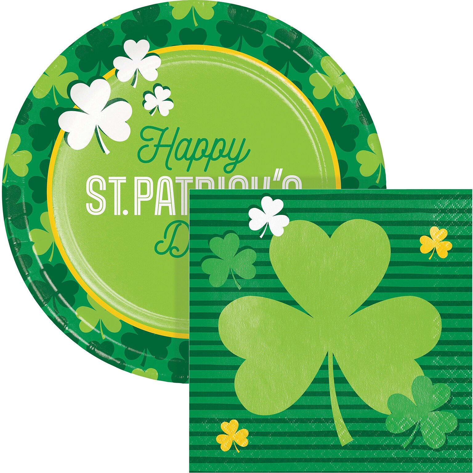 Say Hooray! Irish Wishes St. Patrick’s Day Paper Plates and Napkins Set, 48/Pack (DTC9625E2G)