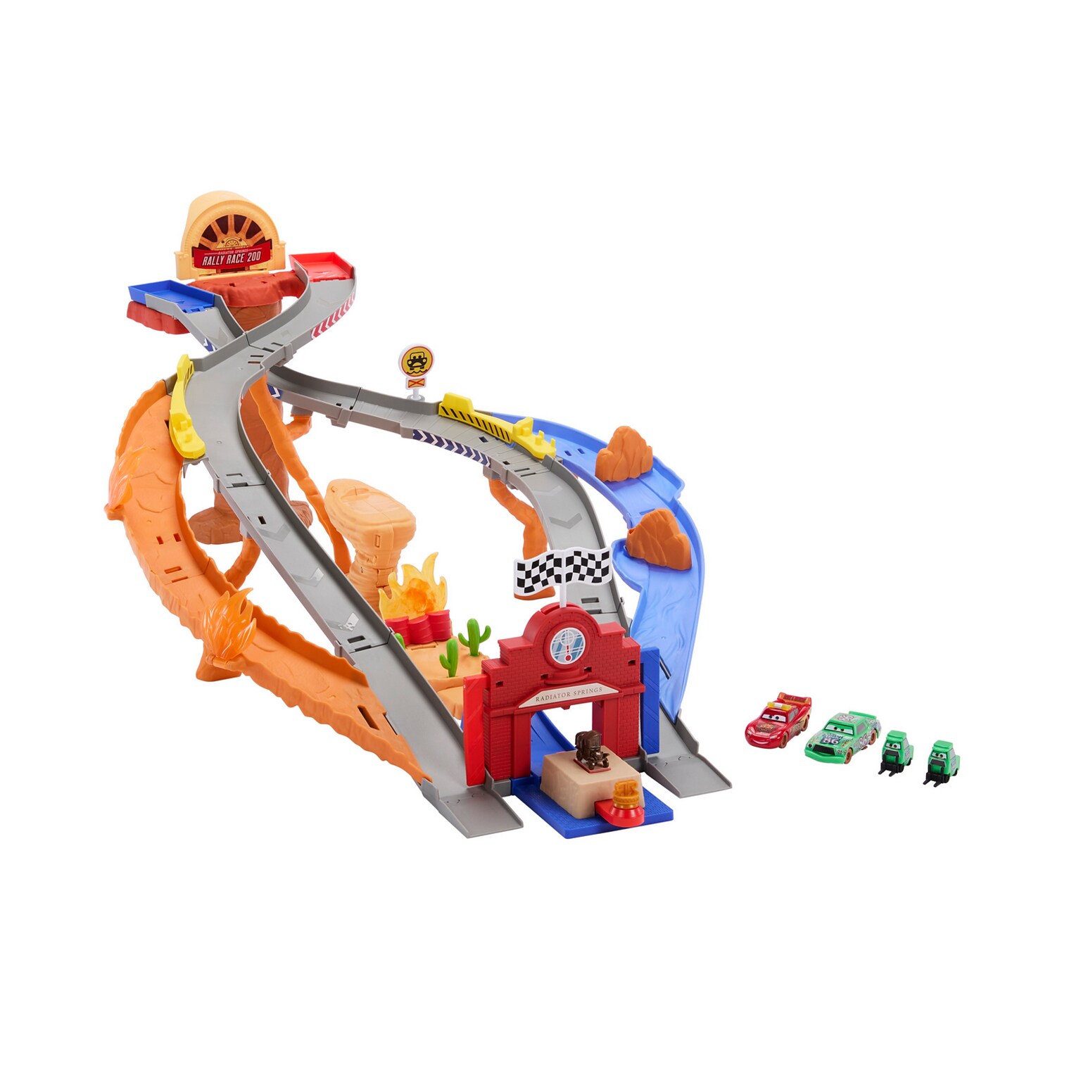Mattel Disney and Pixar Cars Radiator Springs Race & Rescue Rescue Road Raceway Playset, Assorted Colors (JFL57)