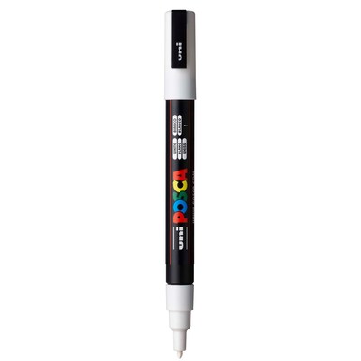 POSCA PC-3M Water Based Paint Marker, Fine Bullet Tip, White, 3/Pack (UBCPC3MWHITE-3)